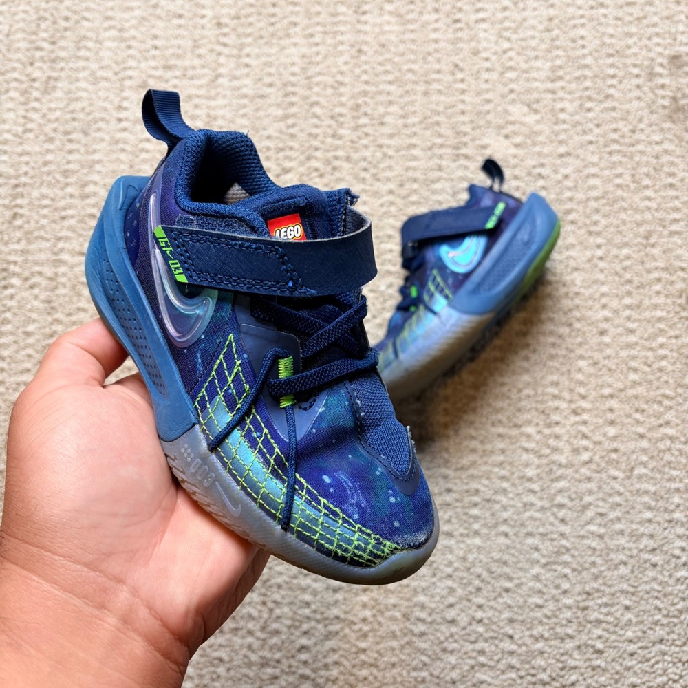 Nike GT Cut 3 Lego Kids Blue Purple Galaxy Sneakers Size 10C